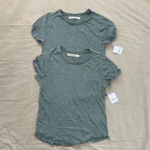 2 Piece Bundle Set Free People Be My Baby Washed Army Green Large NWT